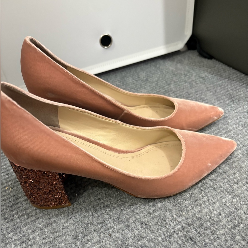 Marc Fisher Zack Velvet and Glitter Block Heel Pumps